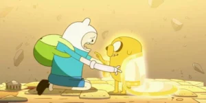 Hora de aventura captura que ilustra esta nota: Finn lidiando con la perdida de Jake