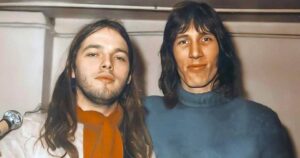 Un grande junto a un precoz viejos meados: David Gilmour y Roger Walters componiendo la primera cancion de Pink Floyd