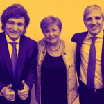 Kristalina Georgieva junto a Luis Caputo y Javier Milei